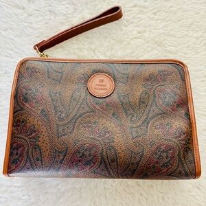 Pierre Balmain Multicolor Paisley Unisex Clutch Bag w/ Wristlet